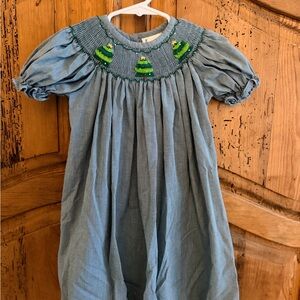 Green Gingham Smocked Dress with Green Accents